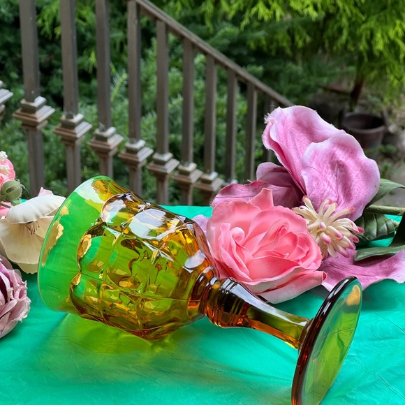 Indiana Tiara Amber Glass  Drinkware Goblet 3 1/2" x 7”Vng Great … - Picture 7 of 7